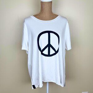Henriette Steffensen Tee Peace Print OS White Oversized T-Shirt